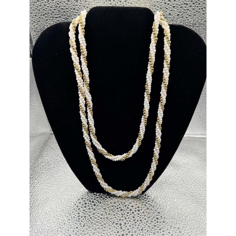 Vintage Gold/Bronze Tone Twisted Rope Multi Strand Statement Necklace